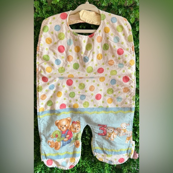 Handmade Vintage-Style Apron Bib with Bears & Polka Dots - Picture 1 of 4